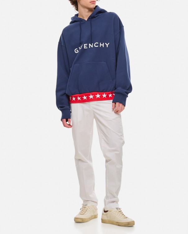 Shop Givenchy Boxy Fit Hoodie With Pocket Base In Blue