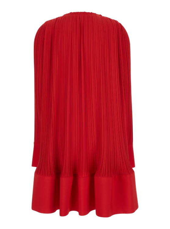 Shop Lanvin Short Dress With Red Pleated Effect In Technical Fabric