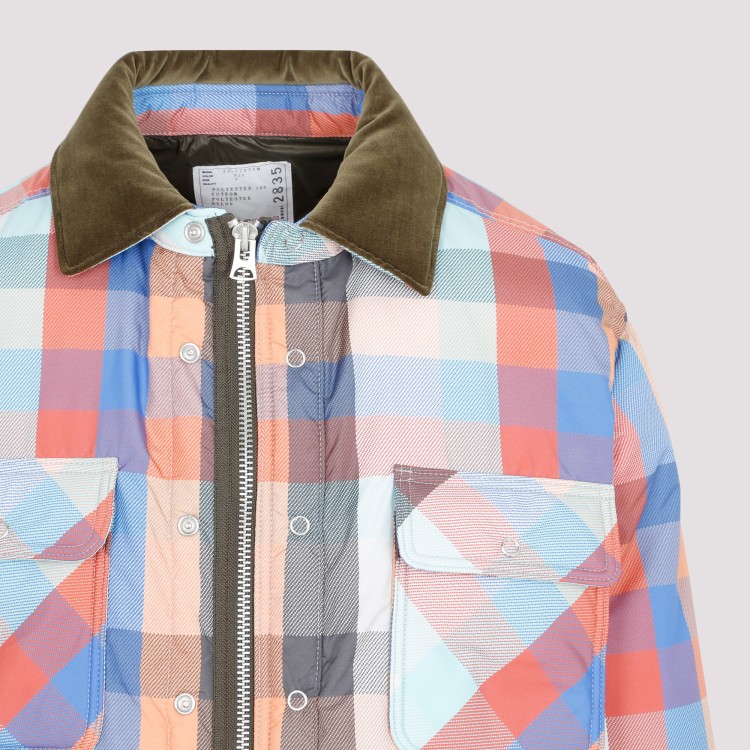 Sacai Check-pattern Zip-up Bomber Jacket In Multi