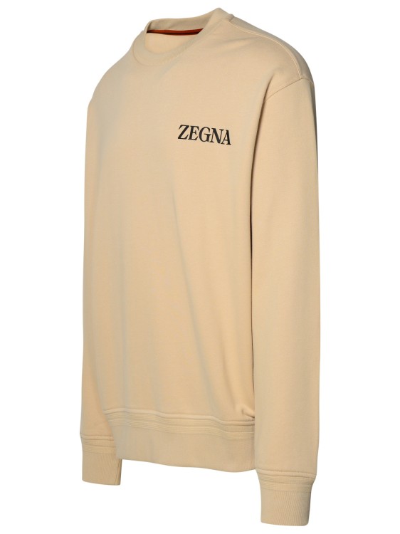 Shop Zegna Beige Cotton Sweatshirt In Neutrals