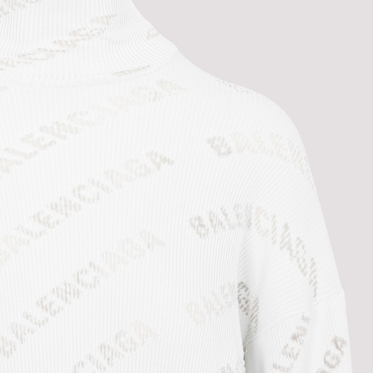 Shop Balenciaga Light Grey Oversize Turtleneck Sweater In White