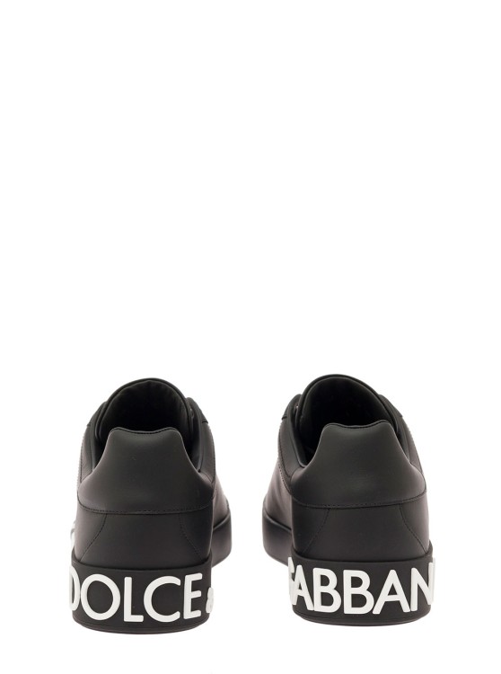 Shop Dolce & Gabbana Portofino White And Black Leather Sneakers