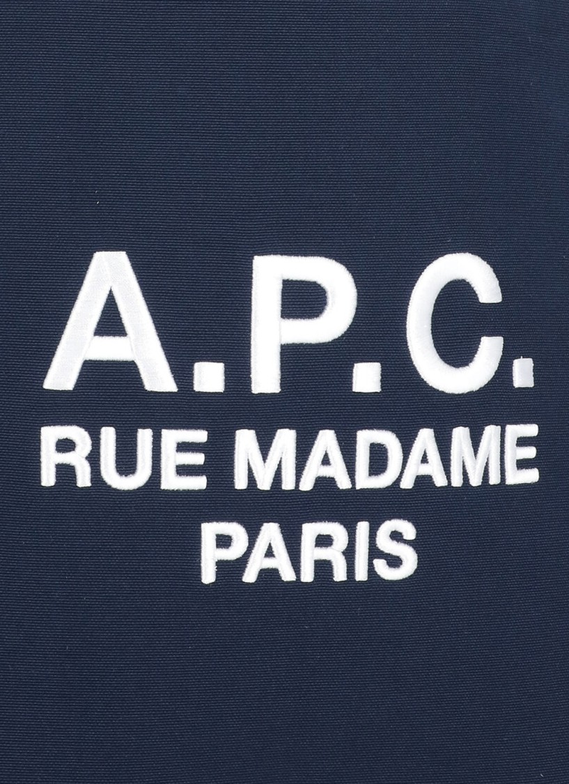 Apc A.p.c. Navy Blue Canvas Lou Rue Madame Shopping Bag In Blue