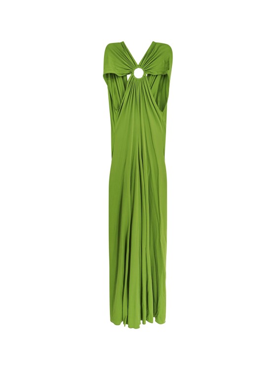 Shop Erika Cavallini Silk Dress With Rings Detail In Green