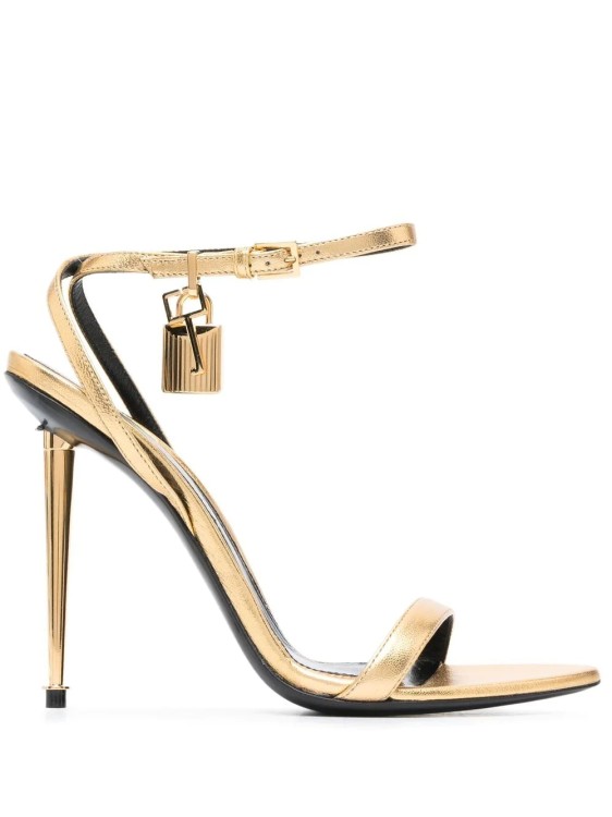 Tom Ford Padlock Naked Metallic Pointy Toe Sandal In Gold