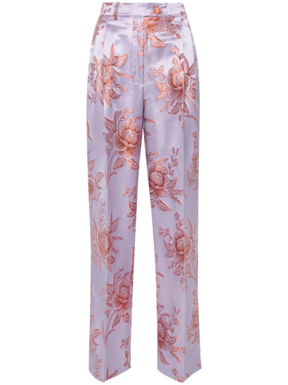 Shop Etro Multicolored Floral Jacquard Trousers