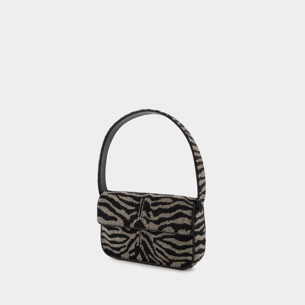 Staud Tommy Beaded Shoulder Bag - Synthetic Leather - Black In White