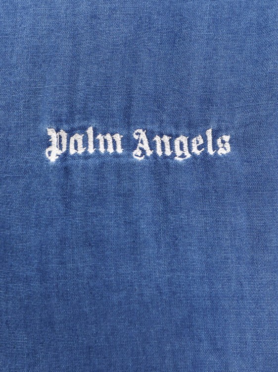 Shop Palm Angels Cotton Sweatshirt With Embroidered Logo In Blue