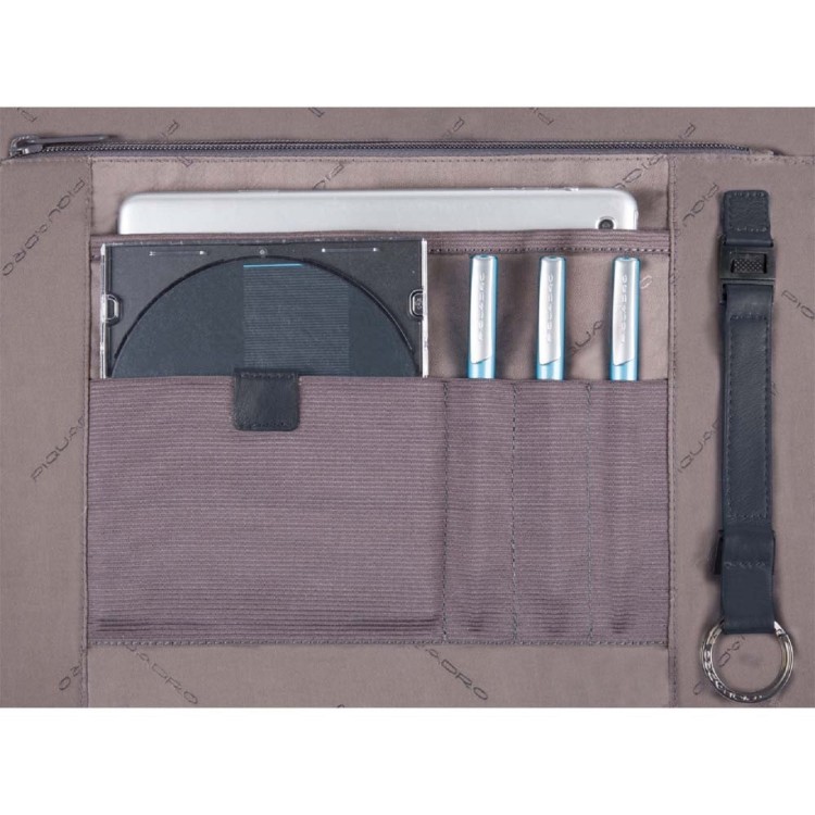 Shop Piquadro Blue Leather & Fabric Workbook Briefcase In Grey