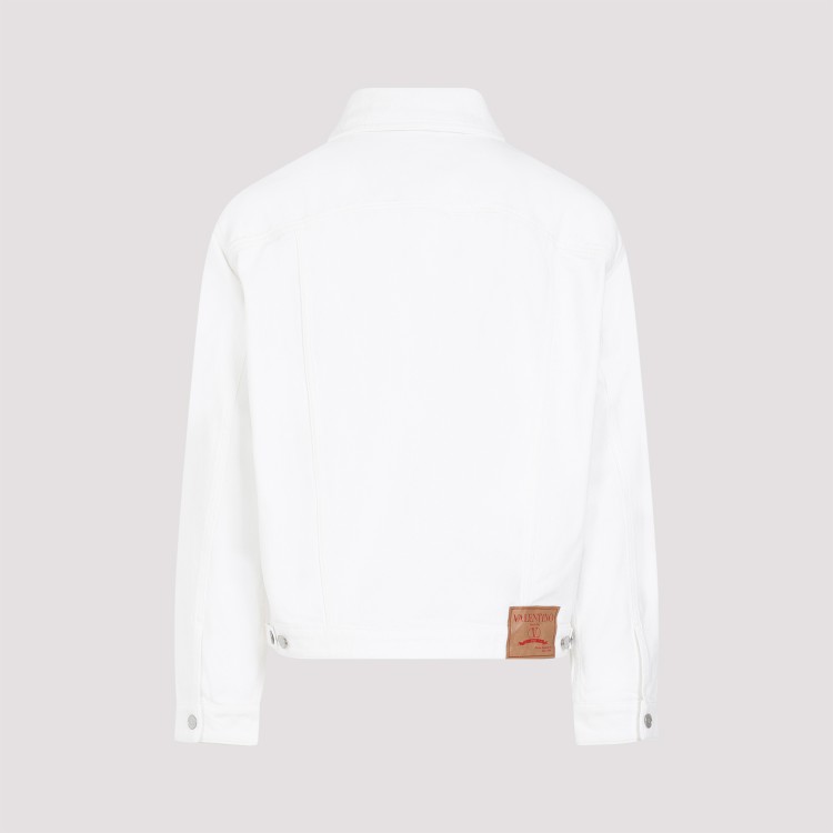 Shop Valentino Ivory Denim Jacket In White