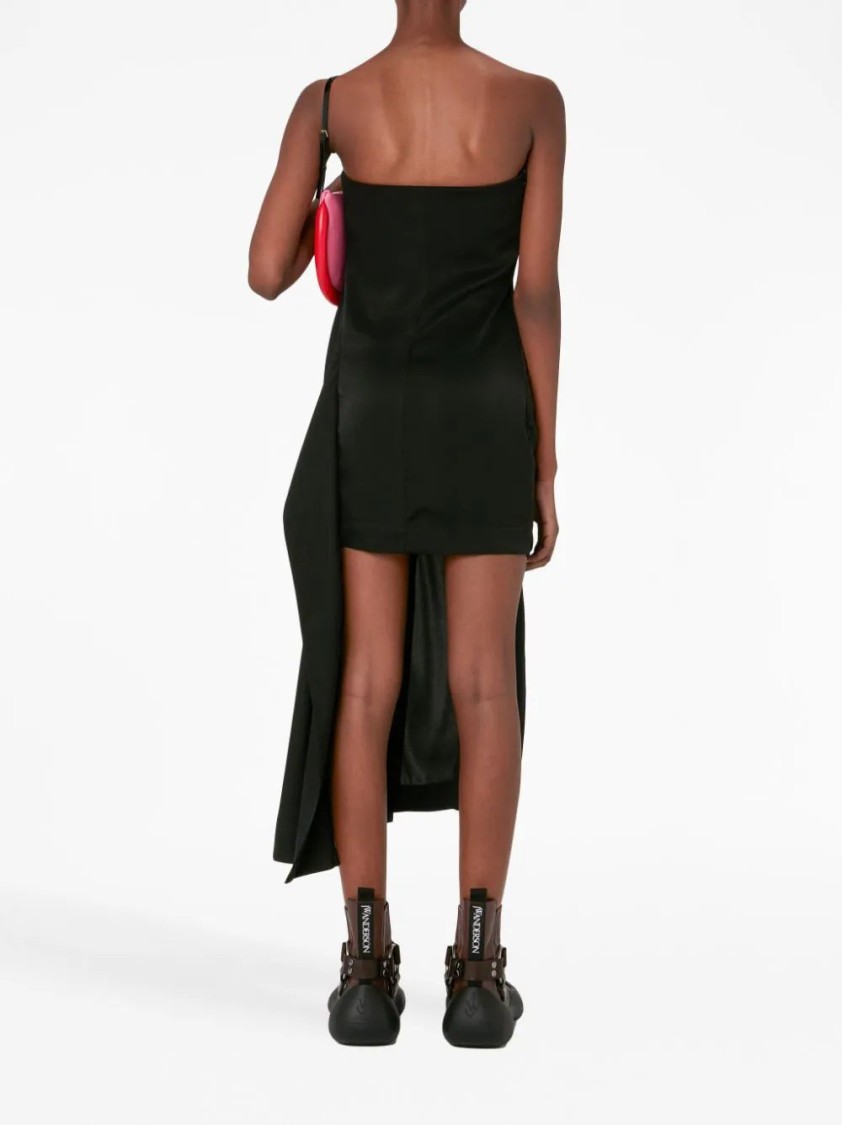 Jw Anderson Deconstructed-coat Strapless Minidress In Black