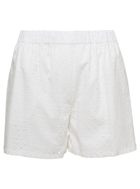 Shop Kenzo White Short With Elastic Waistband In Broderie Anglaise
