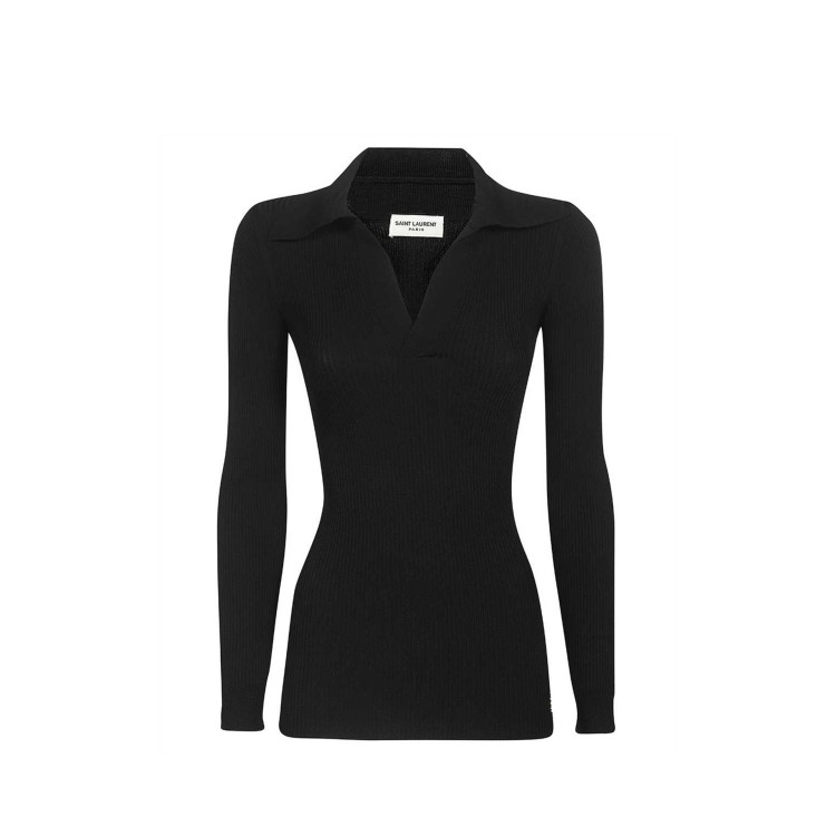 Shop Saint Laurent Ribbed Pullover In Black