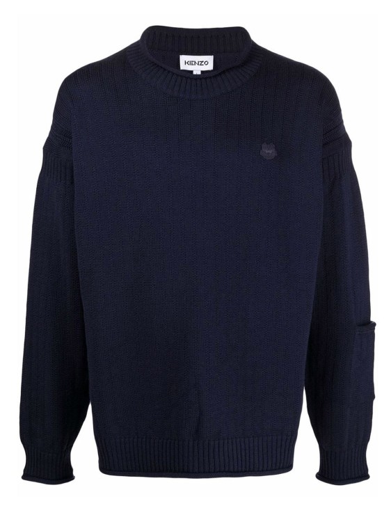 Shop Kenzo Knitted Sweater In Blue