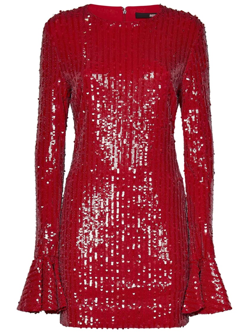 Rotate Birger Christensen Red Mini Backless Dress With All-over Sequins In Red