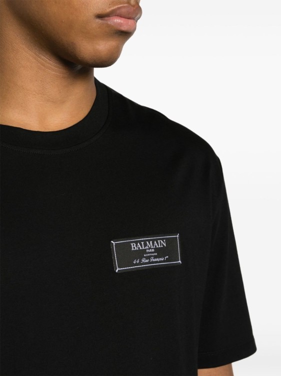 Shop Balmain Black Crew Neck Label T-shirt