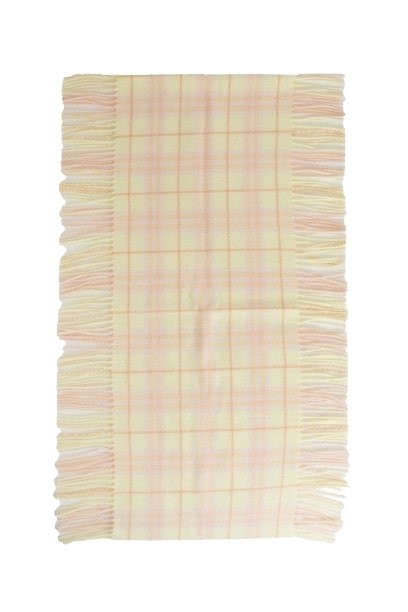 BURBERRY CHECK CASHMERE FRINGED SCARF