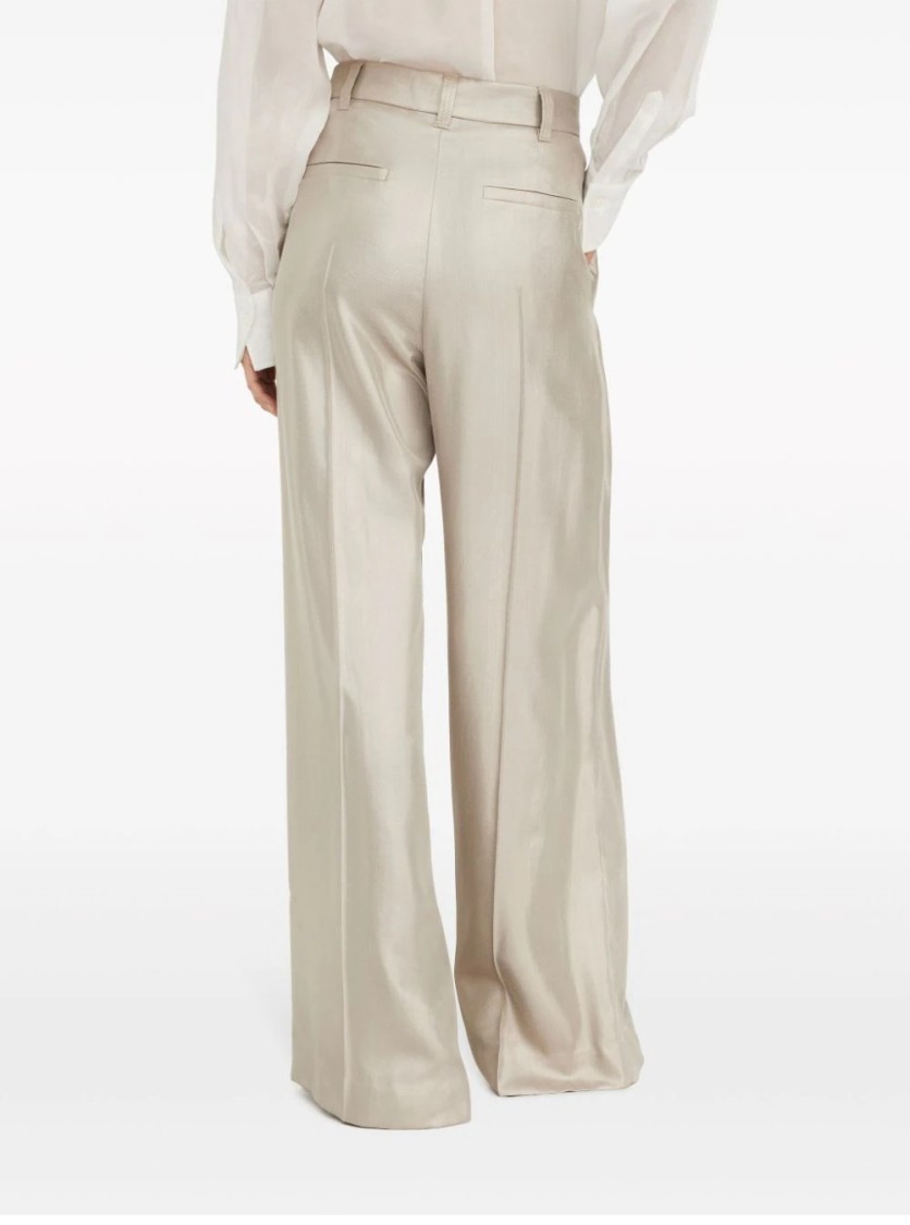 Brunello Cucinelli Women's Sparkling Linen Gabardine Loose Track Trousers In Neutrals