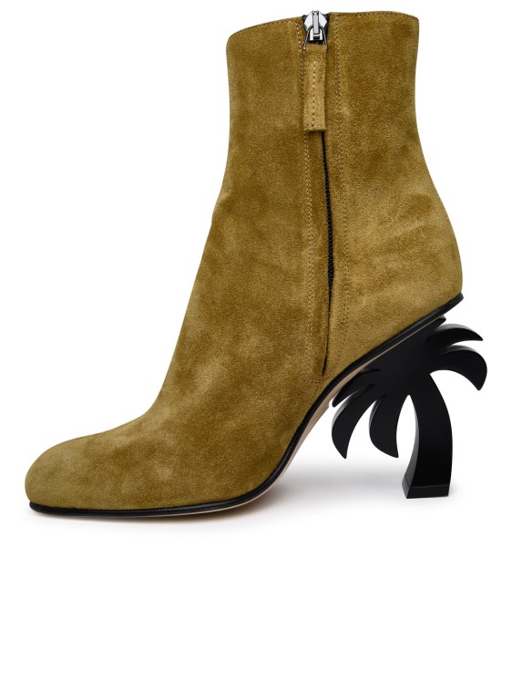 Shop Palm Angels Beige Suede Ankle Boots In Brown