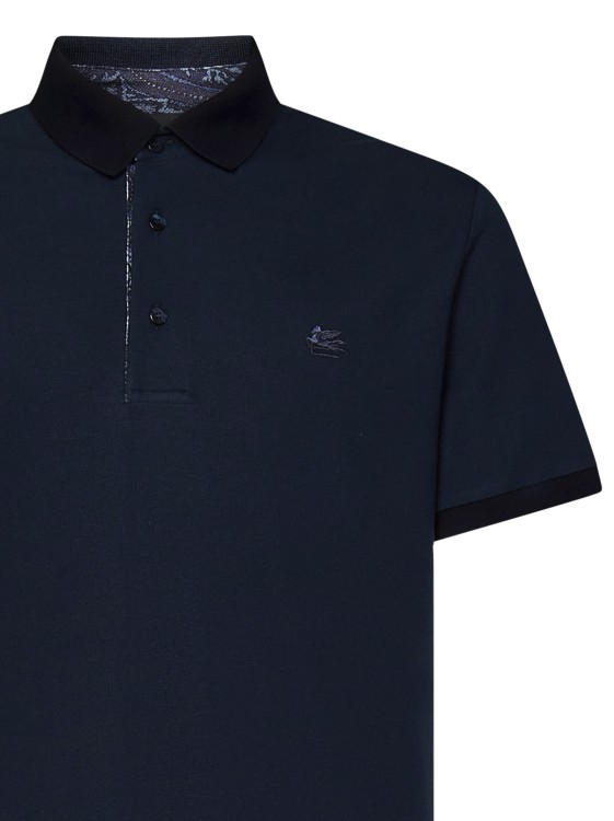 Shop Etro Navy Blue Cotton Pique Polo Shirt In Black