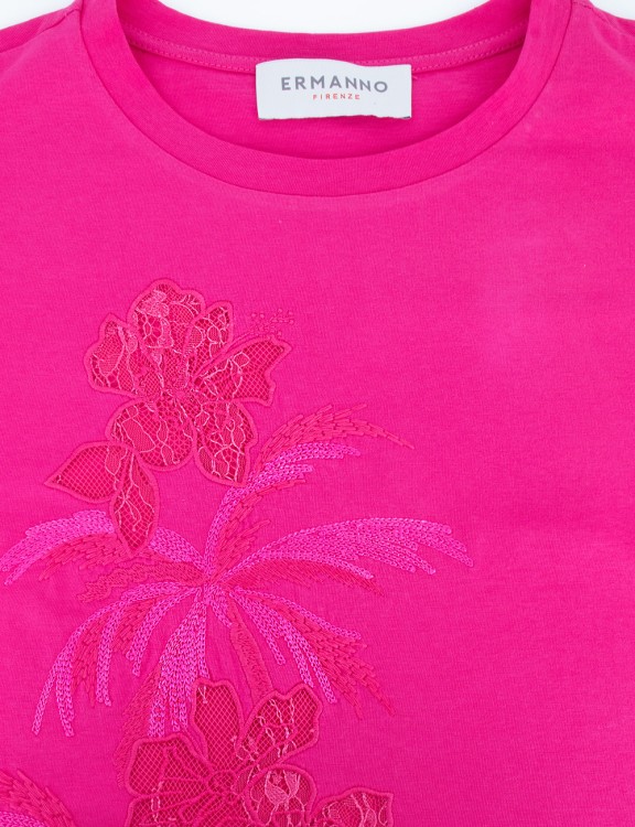 Shop Ermanno Scervino Puxia Crew Neck Cotton T-shirt In Pink