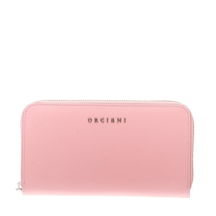 Shop Orciani Full Zip Pink Leather Wallet