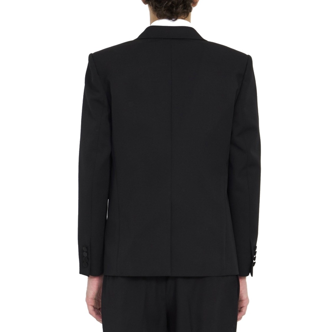 Saint Laurent Black Single-breasted Tuxedo Jacket In Virgin Wool Man In Black