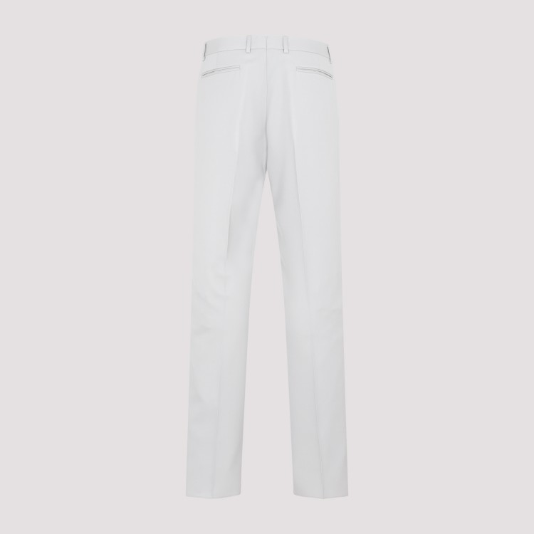 Shop Dior Grey Wool Pants In White