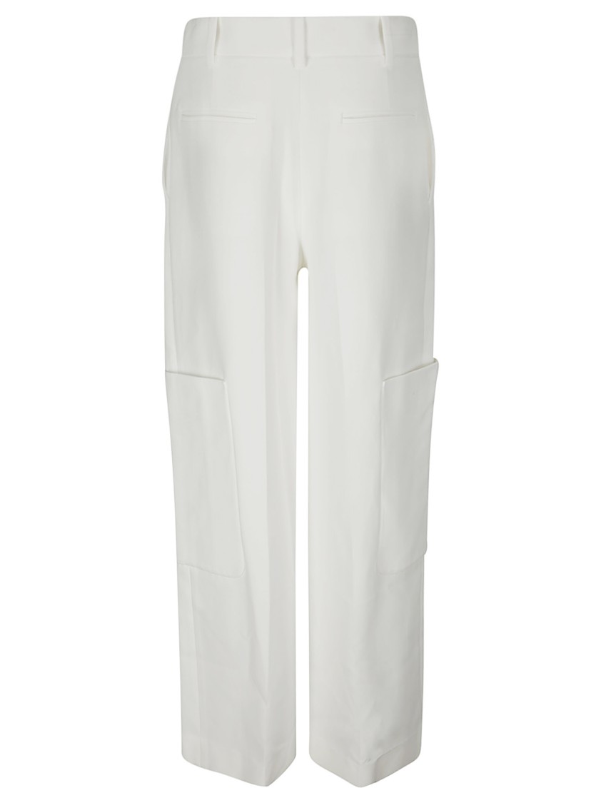 Khaite Classic Viscose Trousers With Hook And Zip Closure In White