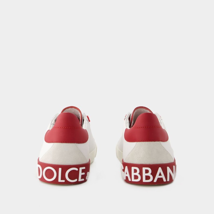 Shop Dolce & Gabbana Portofino Sneakers - Leather - White/red