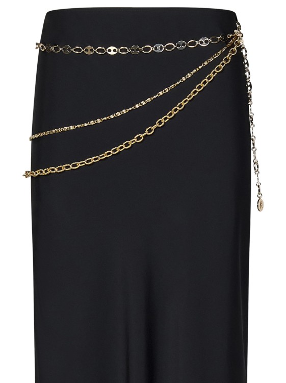 Shop Rabanne Long Black Satin Skirt