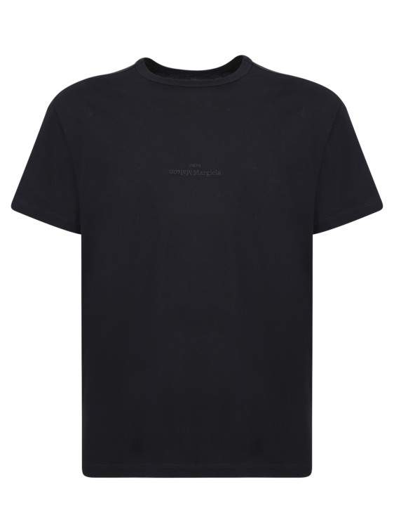 Shop Maison Margiela Black Embroidered Logo T-shirt