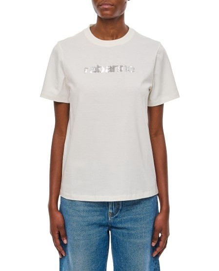 Shop Rabanne Logo Cotton T-shirt In White