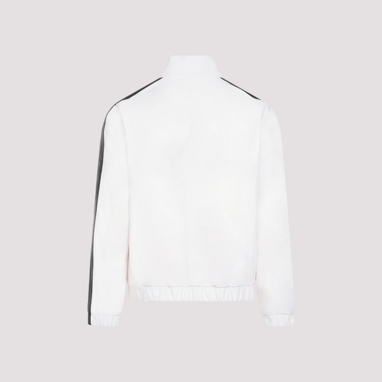 Shop Palm Angels Monogram Off White Leather Jacket