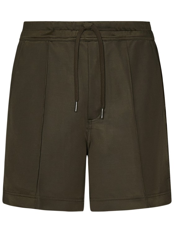 Shop Tom Ford Dark Olive Stretch Luxury Viscose Shorts In Green