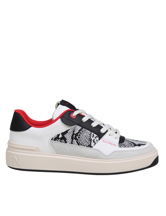 Shop Balmain B-court Flip Sneakers In Python Effect Leather In White