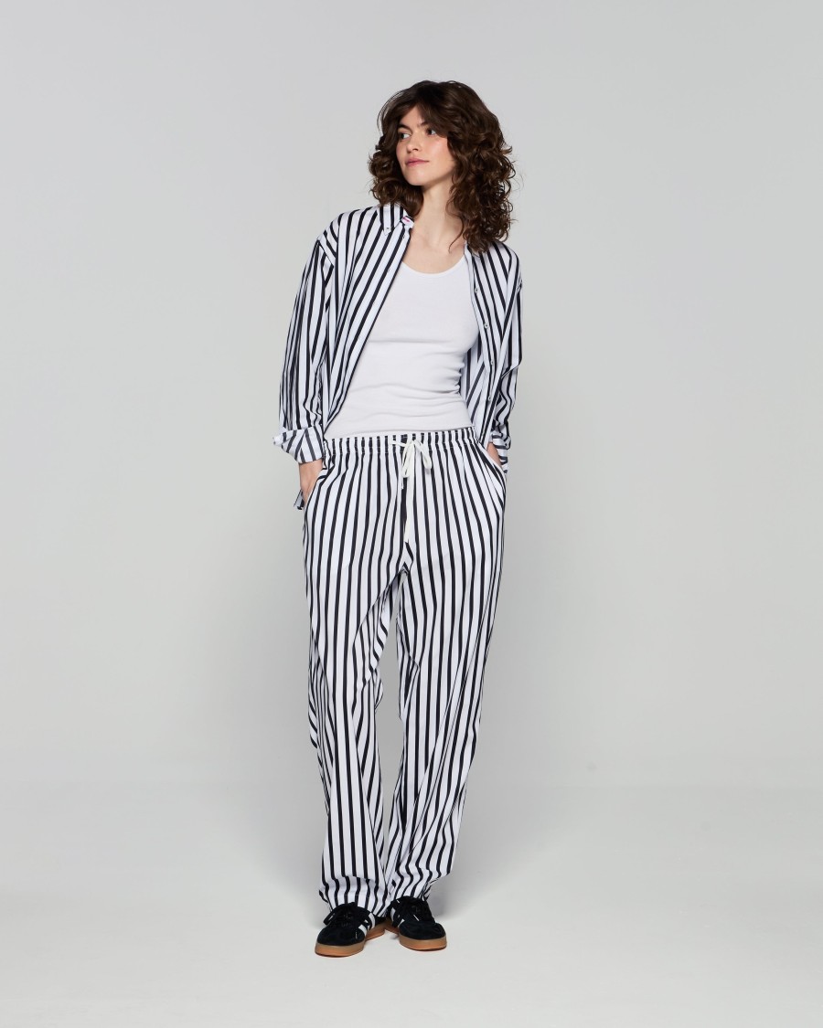 Shop Serena Bute Striped Summer Jogger - White/black