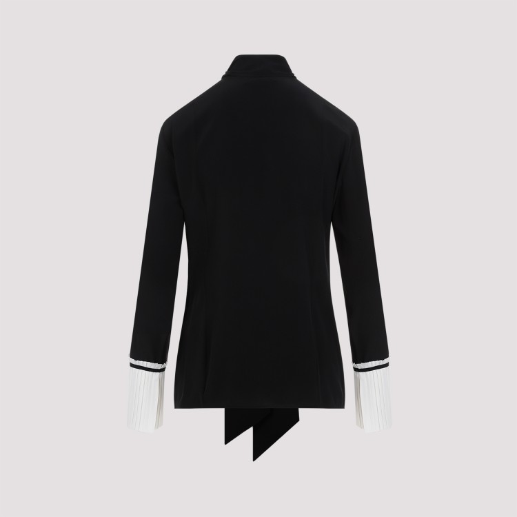 Shop Victoria Beckham Black Silk Pleat Cuff Details Blouse