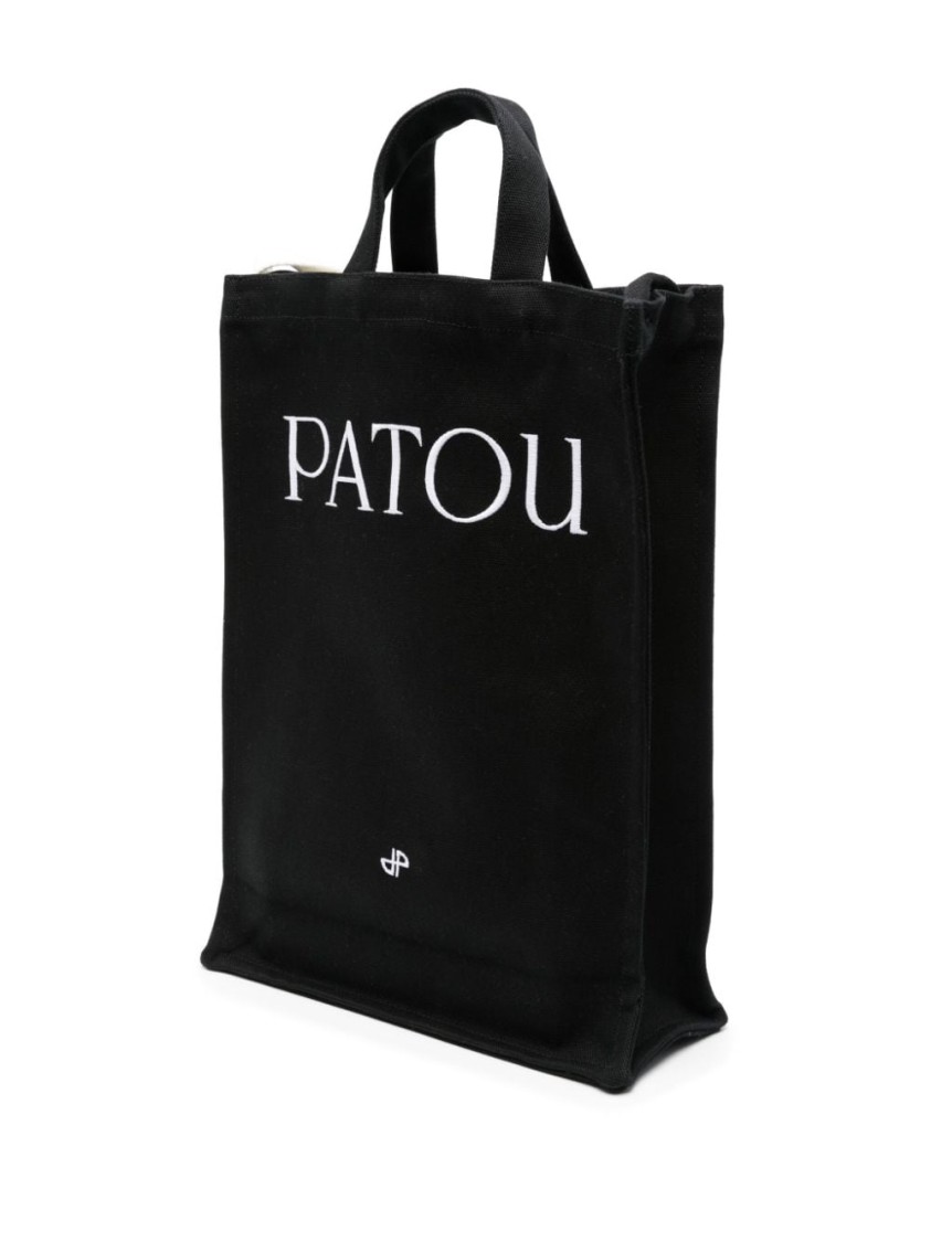 Shop Patou Black/white Shoulder Bag With Logo