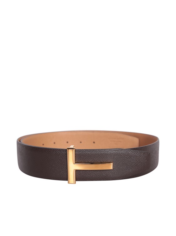 Brown Reversible Leather Belt by Tom Ford in Brown color for