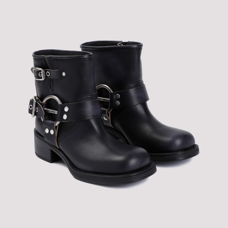 Shop Miu Miu Black Calf Leather Boots
