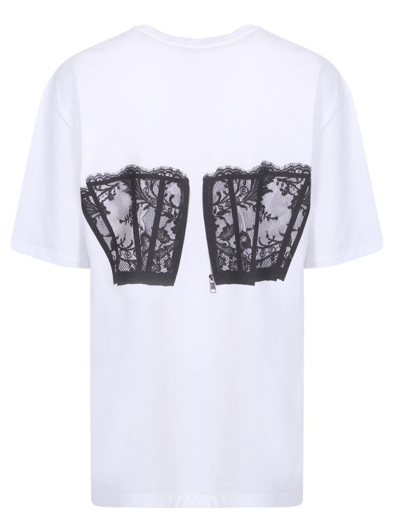 Shop Alexander Mcqueen Corset Print White T-shirt In Purple