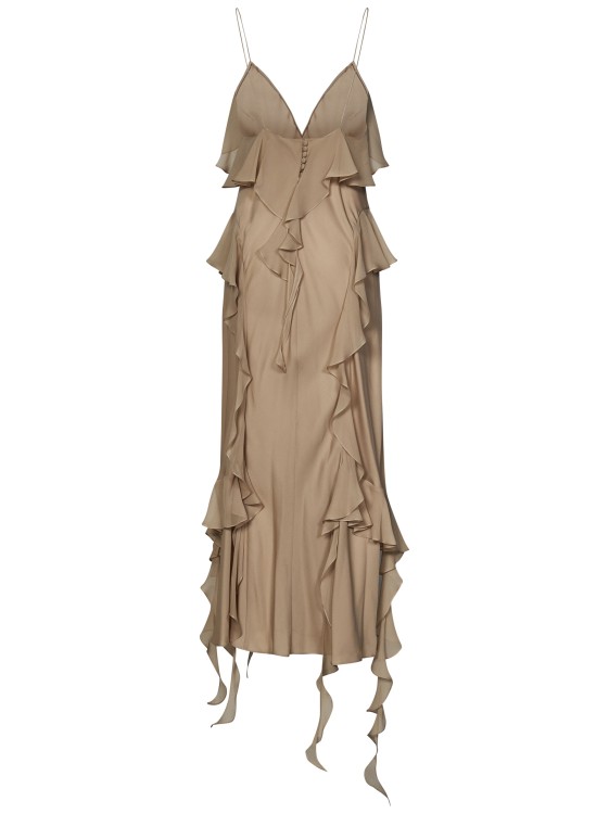 Shop Khaite Ny Beige Silk Georgette Midi Slip Dress In Neutrals