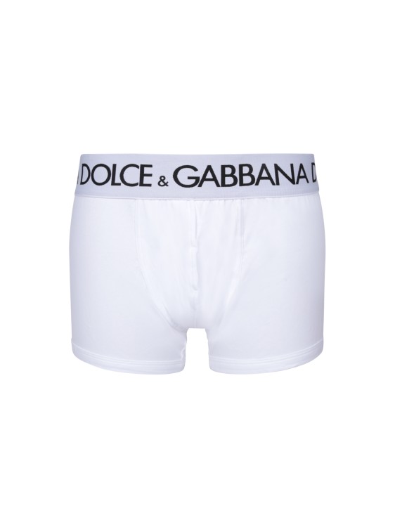 Dolce & Gabbana Bi-elastic Cotton Boxer Shorts In White