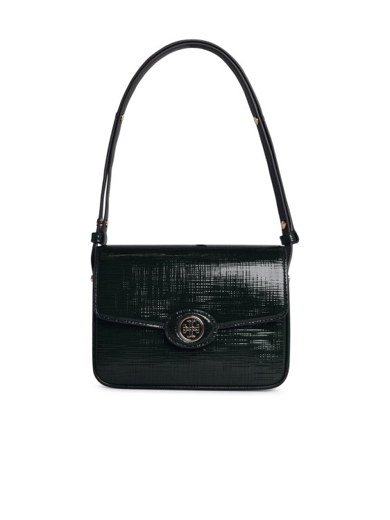 TORY BURCH TORY BURCH ROBINSON' GREEN EMBOSSED LEATHER CROSSBODY BAG 