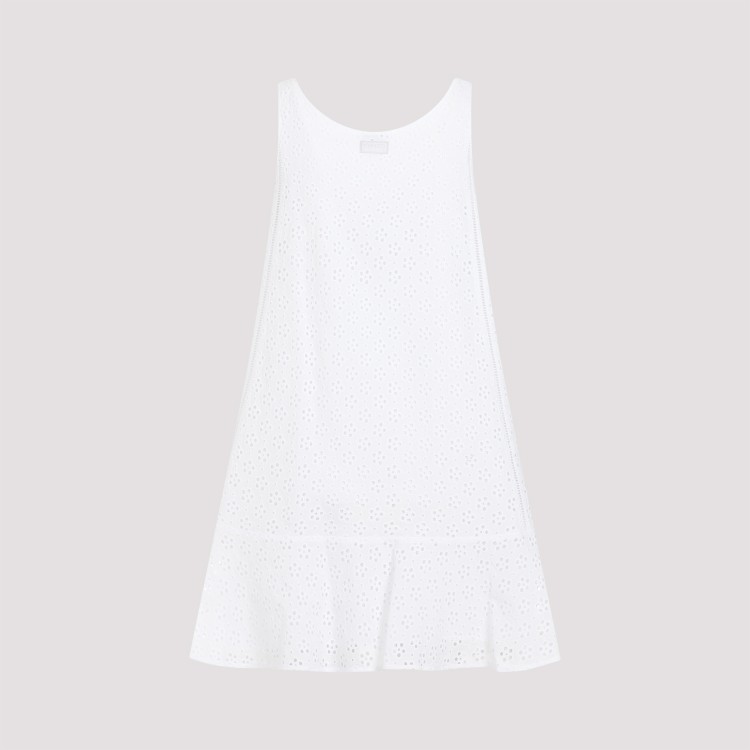 Shop Kenzo Broderie Anglaise White Cotton Mini Dress