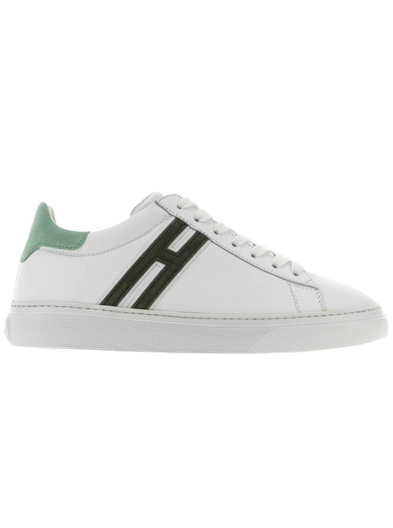 Hogan Ivory Green Sneakers In White