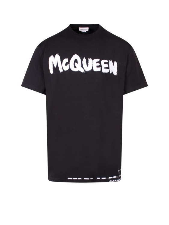 Shop Alexander Mcqueen Cotton T-shirt With Mcqueen Graffiti Print In Black