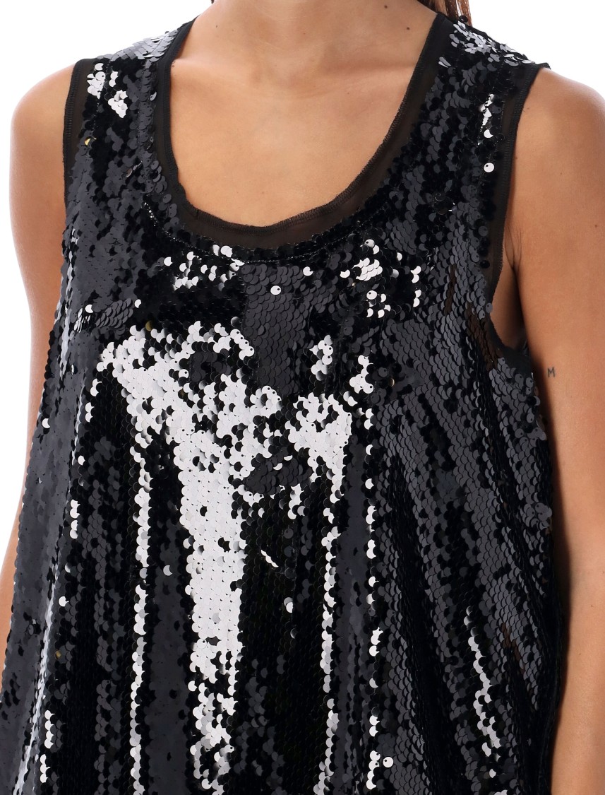 Comme Des Garçons Sequin Tank Top In Black