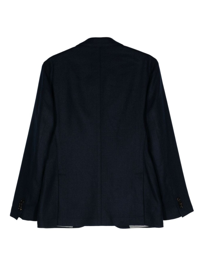 Luigi Bianchi Wool Blazer Textured Finish In Blue